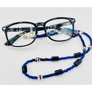 Killer Designs Black and Blue Glass Bead Eyeglasses Sunglasses Strap | NEW